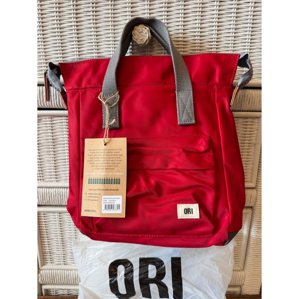 ORI London Bantry B Small Recycled Nylon Backpack Cranberry Red BANTBSRNCRA NWT